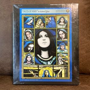 “FACES OF MARY in stained glass” jigsaw puzzle, 15” x 21” over 500 pieces, NEW